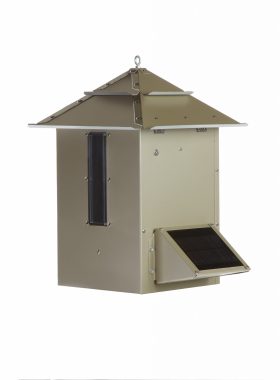 Koi feeder with attached solar charger